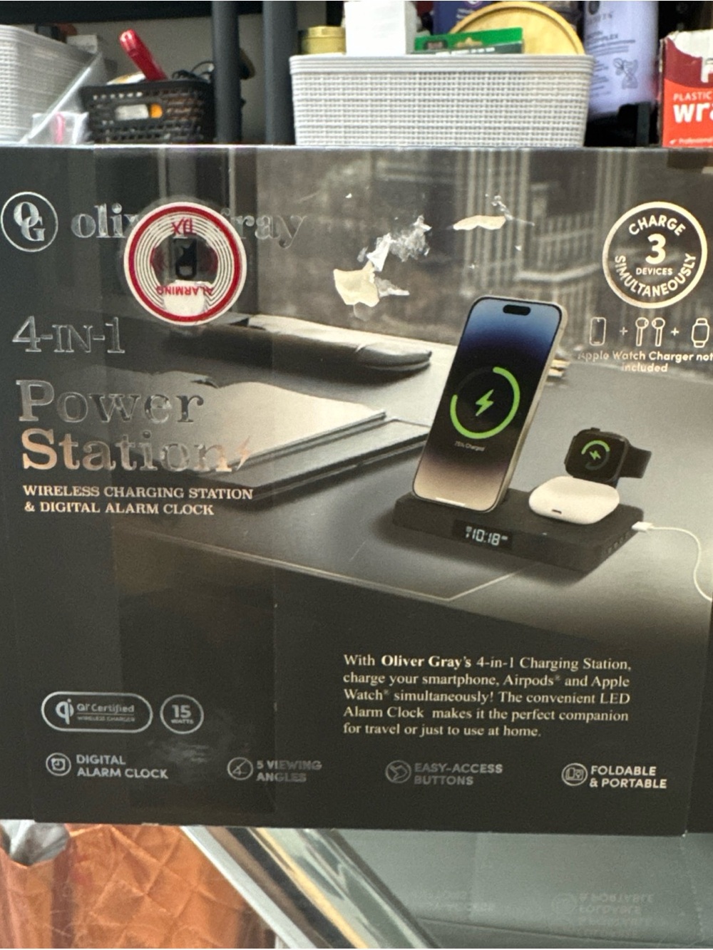 4-in-1 Power Station Wireless Charging Dock - Black